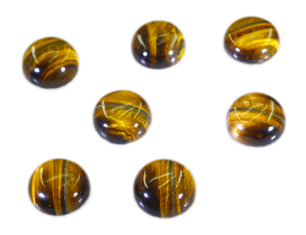 Tiger Eye 1PC Medium 9x9 MM Round Cabochon Brown Brilliant semi Precious Precious Gemstone