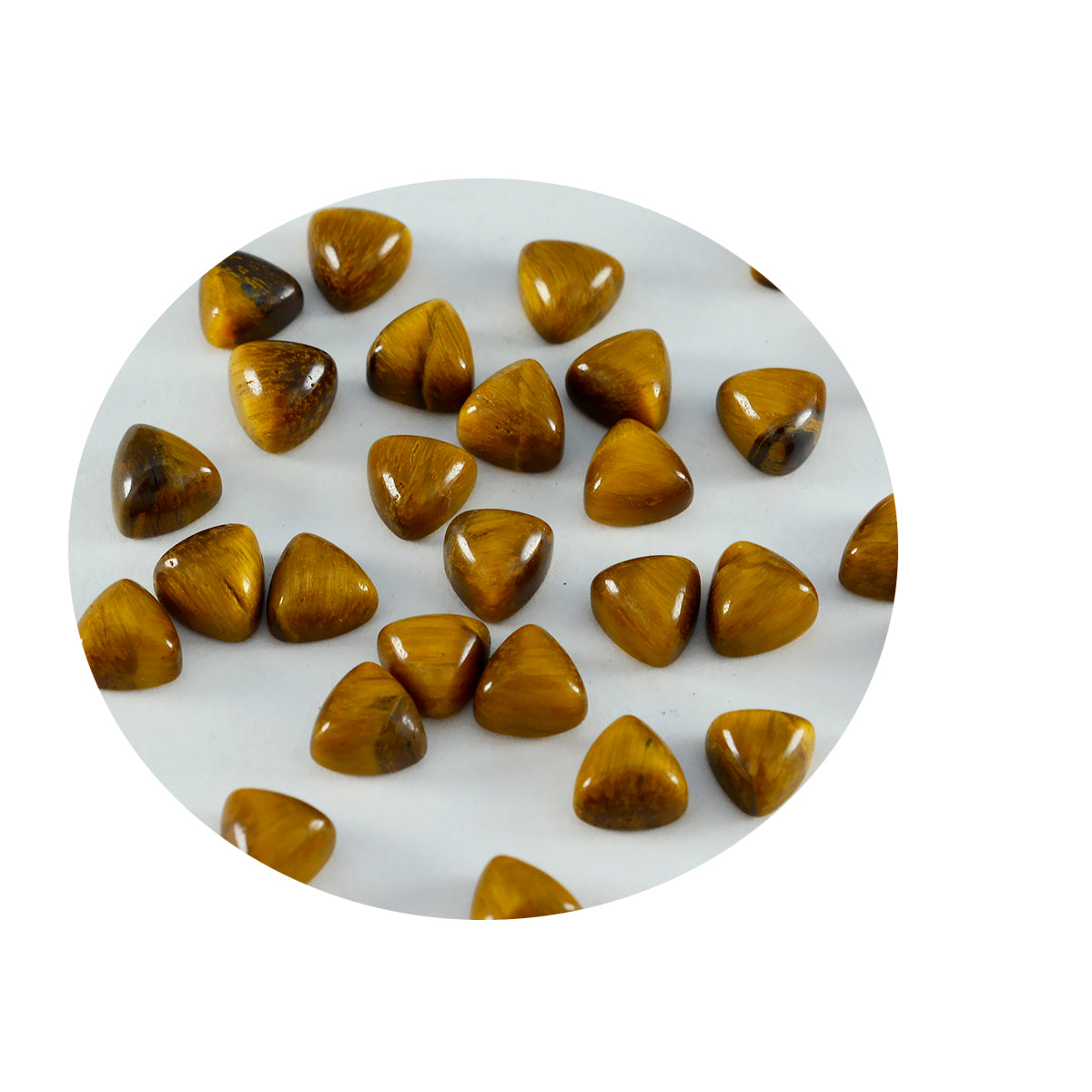 Tiger Eye 10PC Tiny 4x4 MM Triangle Cabochon Brown Sparkling semi Precious Loose Gemstone Immagine secondaria del prodotto