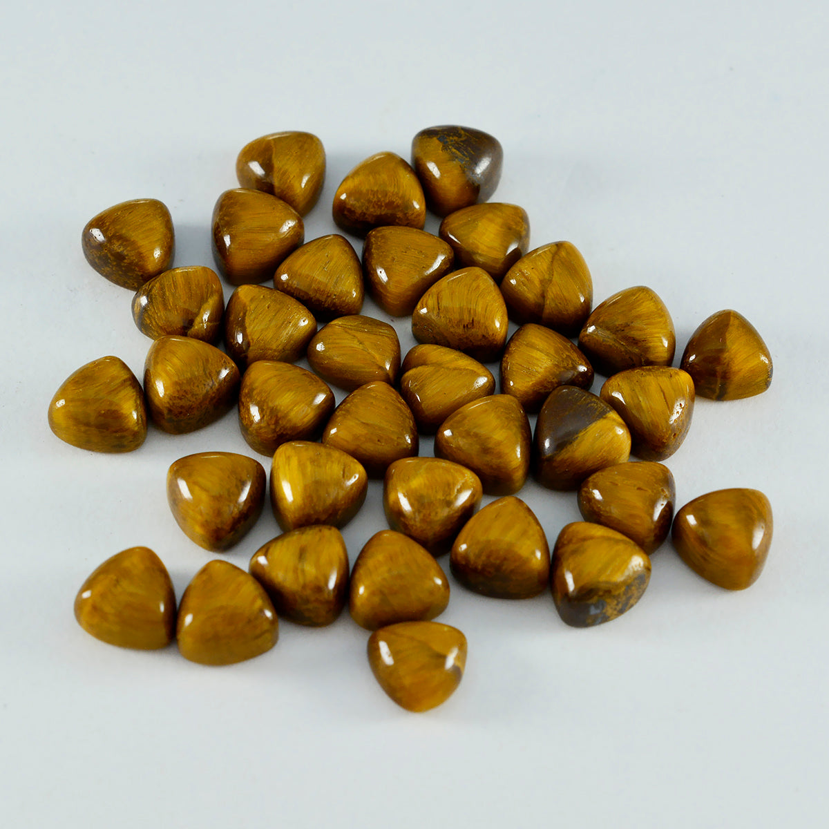 Tiger Eye 10PC Tiny 5x5 MM Triangle Cabochon Brown Polished semi Precious Loose Gemstones
