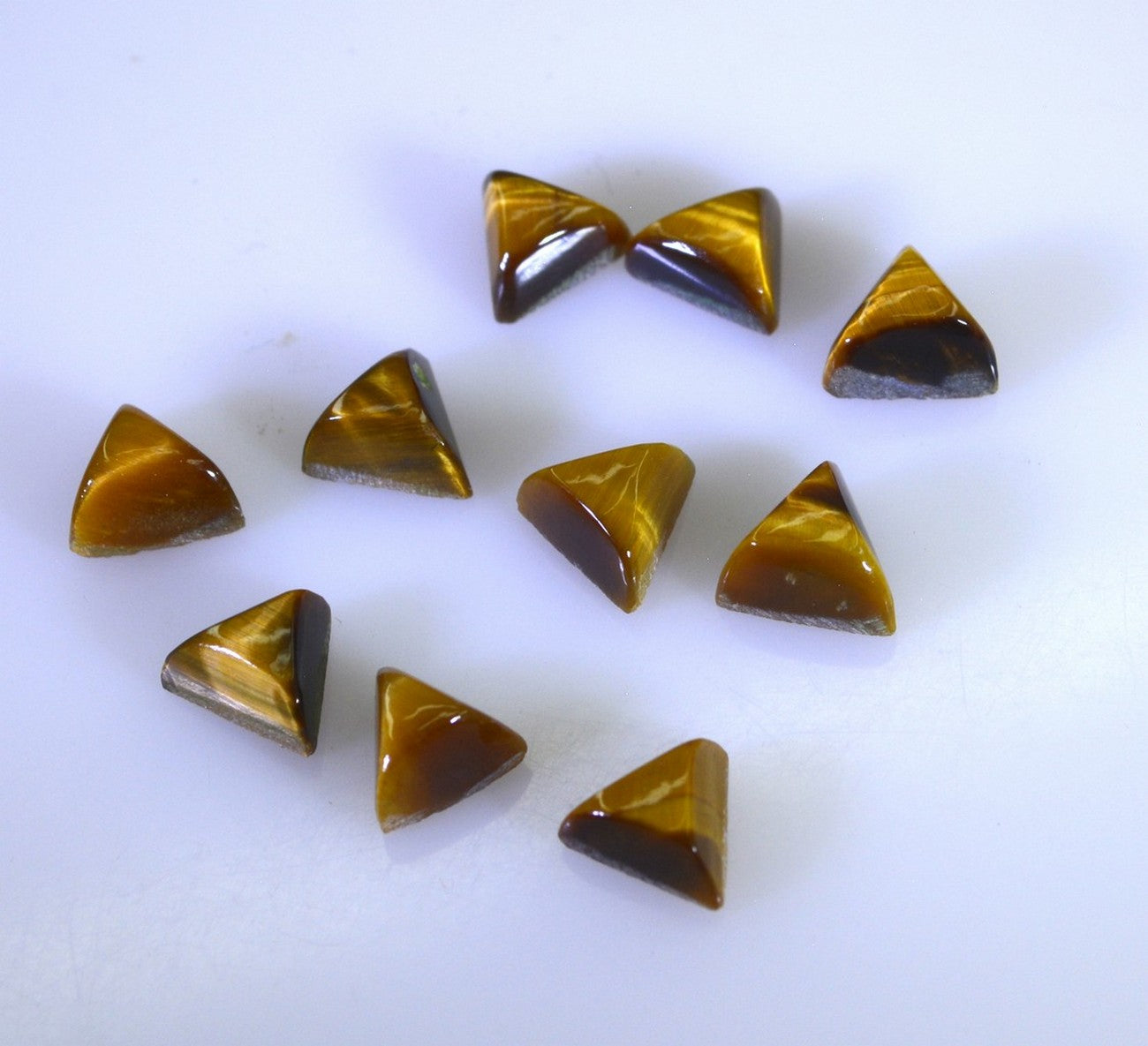 Tiger Eye 10PC Tiny 4x4 MM Triangle Cabochon Brown Sparkling semi Precious Loose Gemstone