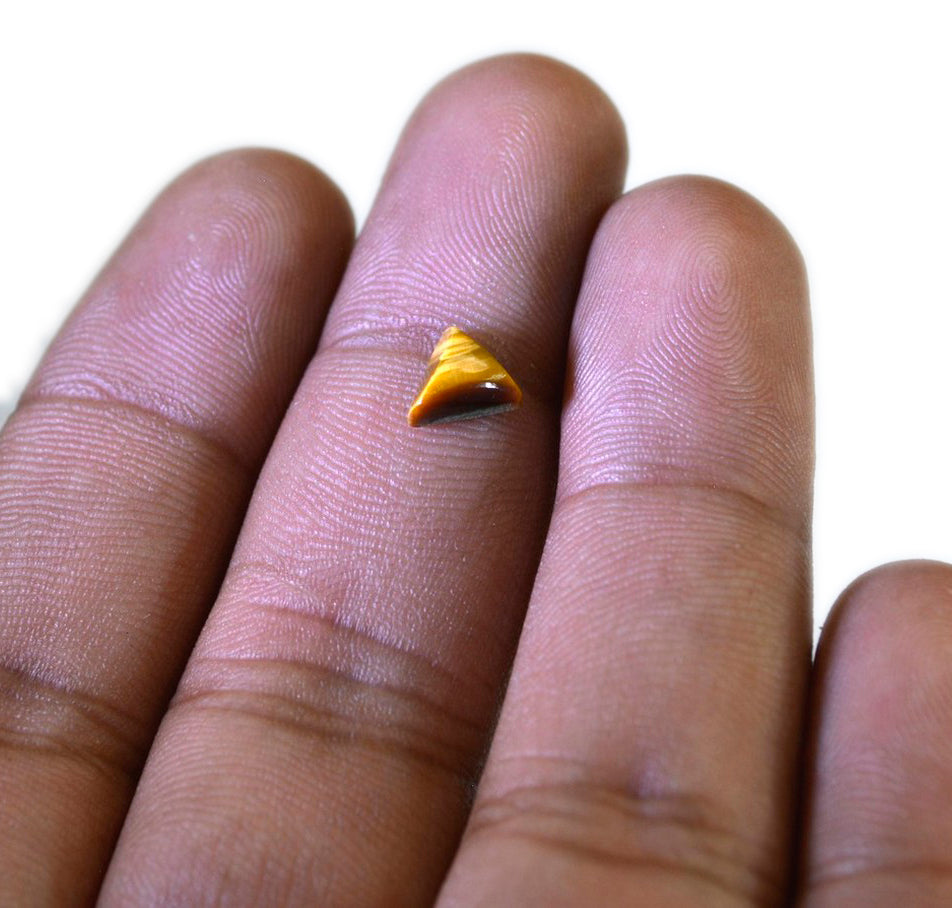 Tiger Eye 1PC Small 8x8 MM Triangle Cabochon Brown Lustrous semi Precious Gems