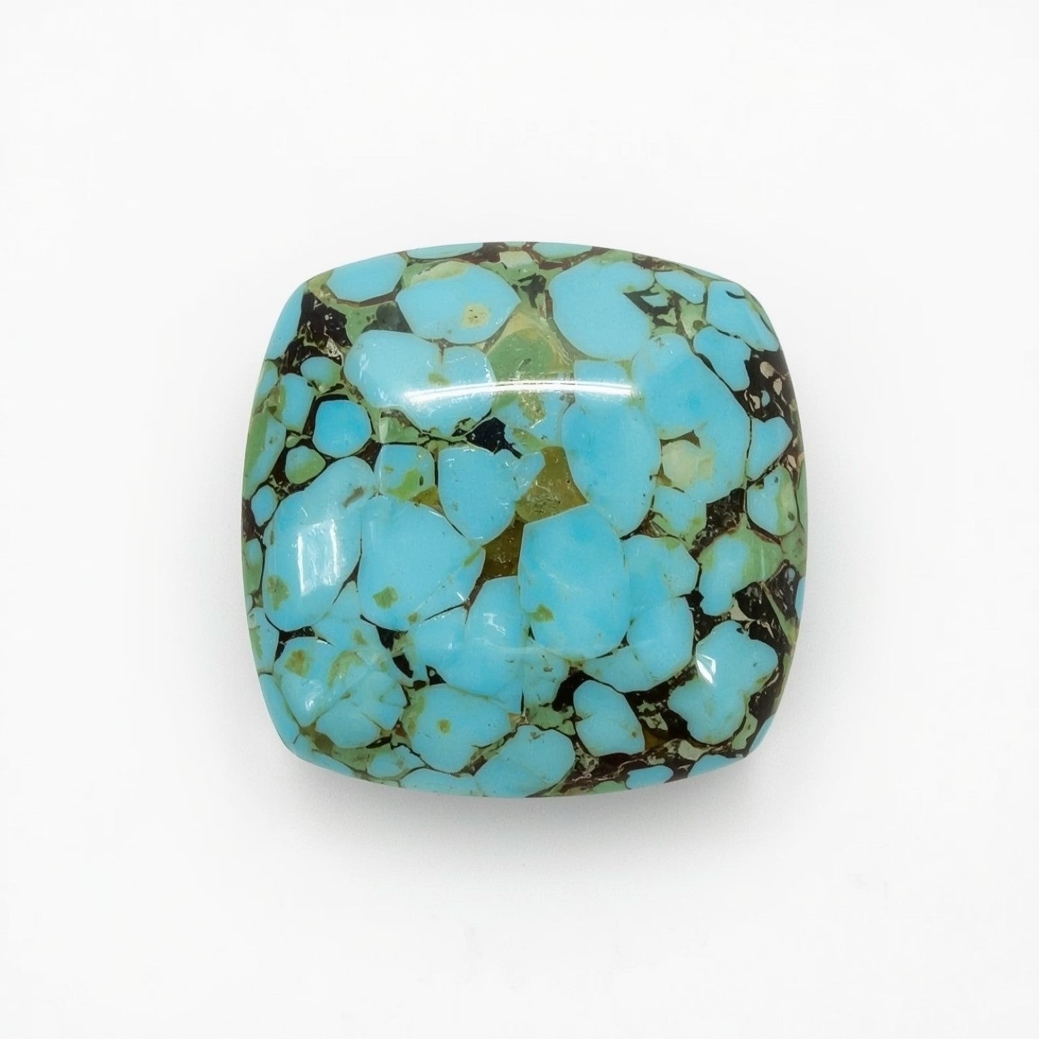 Turquoise 1PC Large 10x10 MM Cushion Cabochon Blue Polished semi Precious Loose Gemstones Secundaire afbeelding