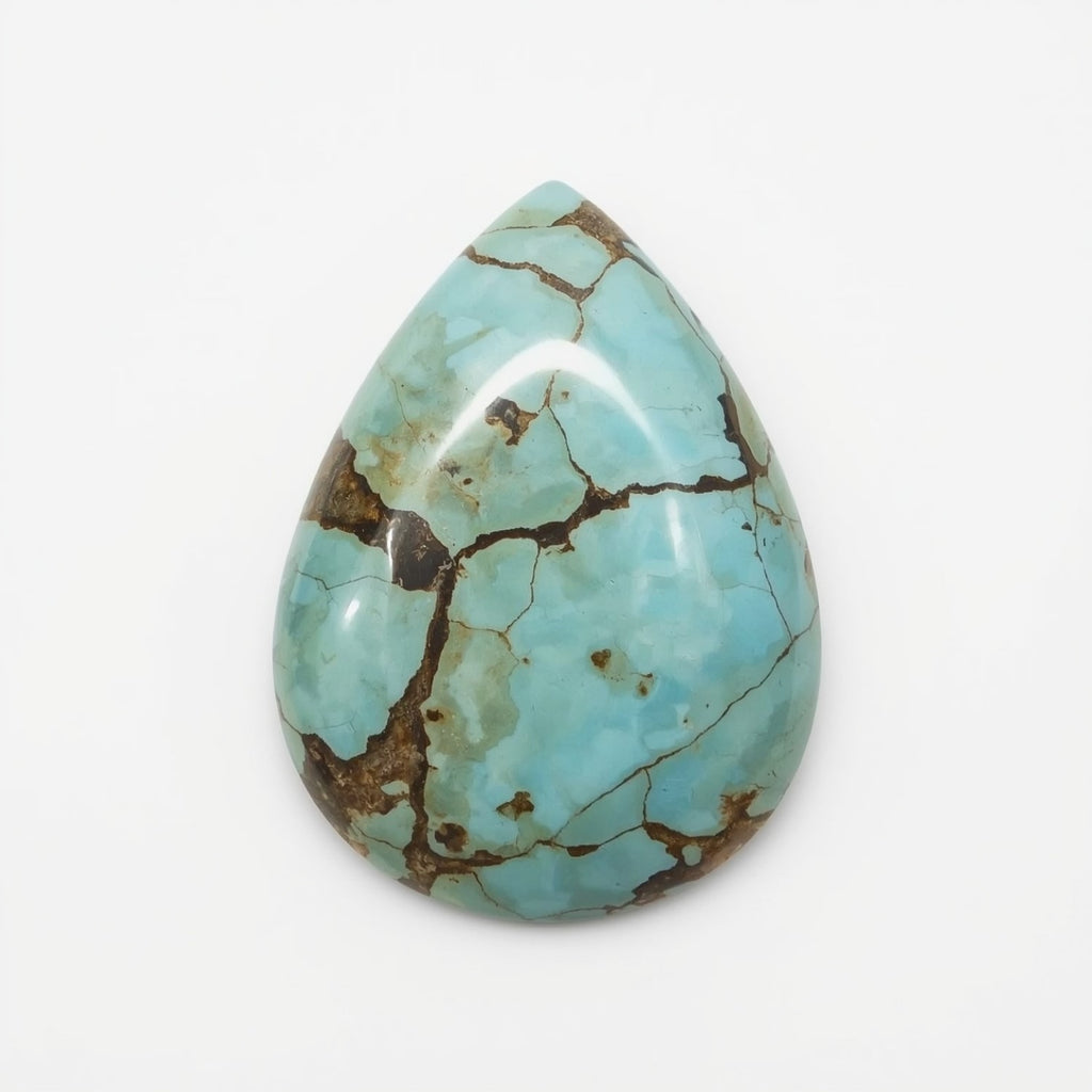 Turquoise 1PC Medium 8x10 MM Pear Cabochon Blue Superior semi Precious Semi Precious Gemstone