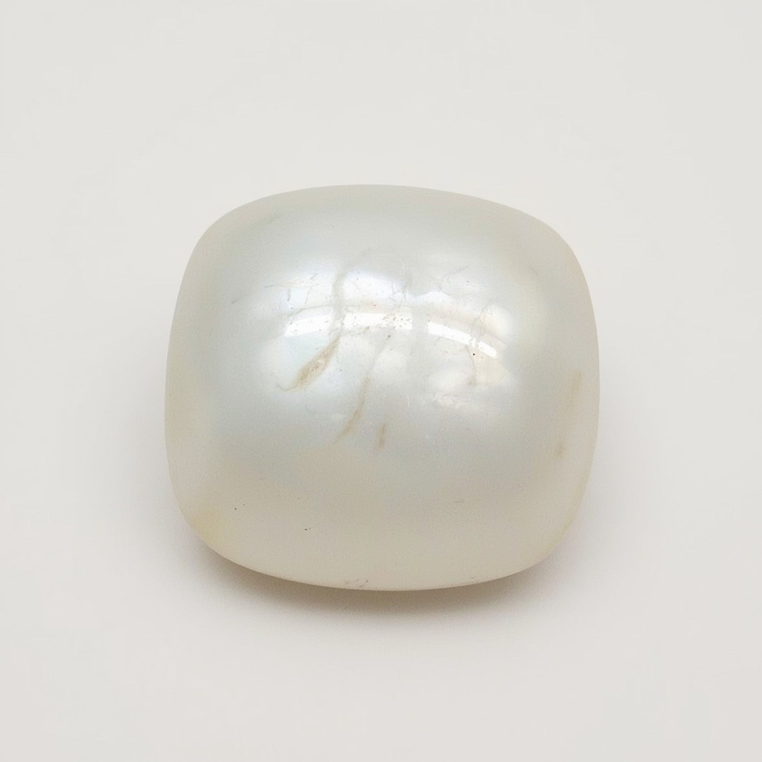 White Pearl  1PC Large 10x10 MM Cushion Cabochon White Superior Precious Gems