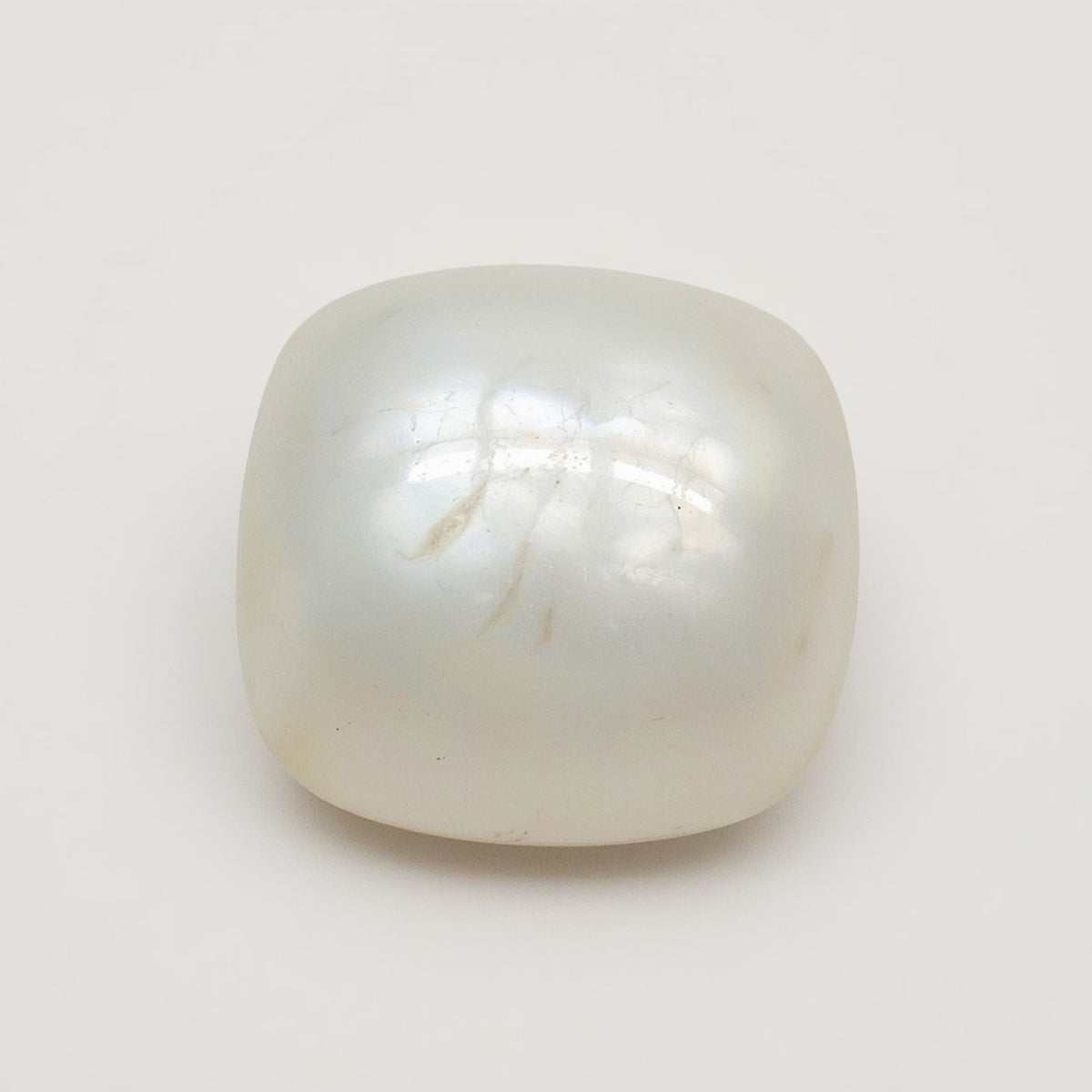 White Pearl  1PC Large 10x10 MM Cushion Cabochon White Superior Precious Gems