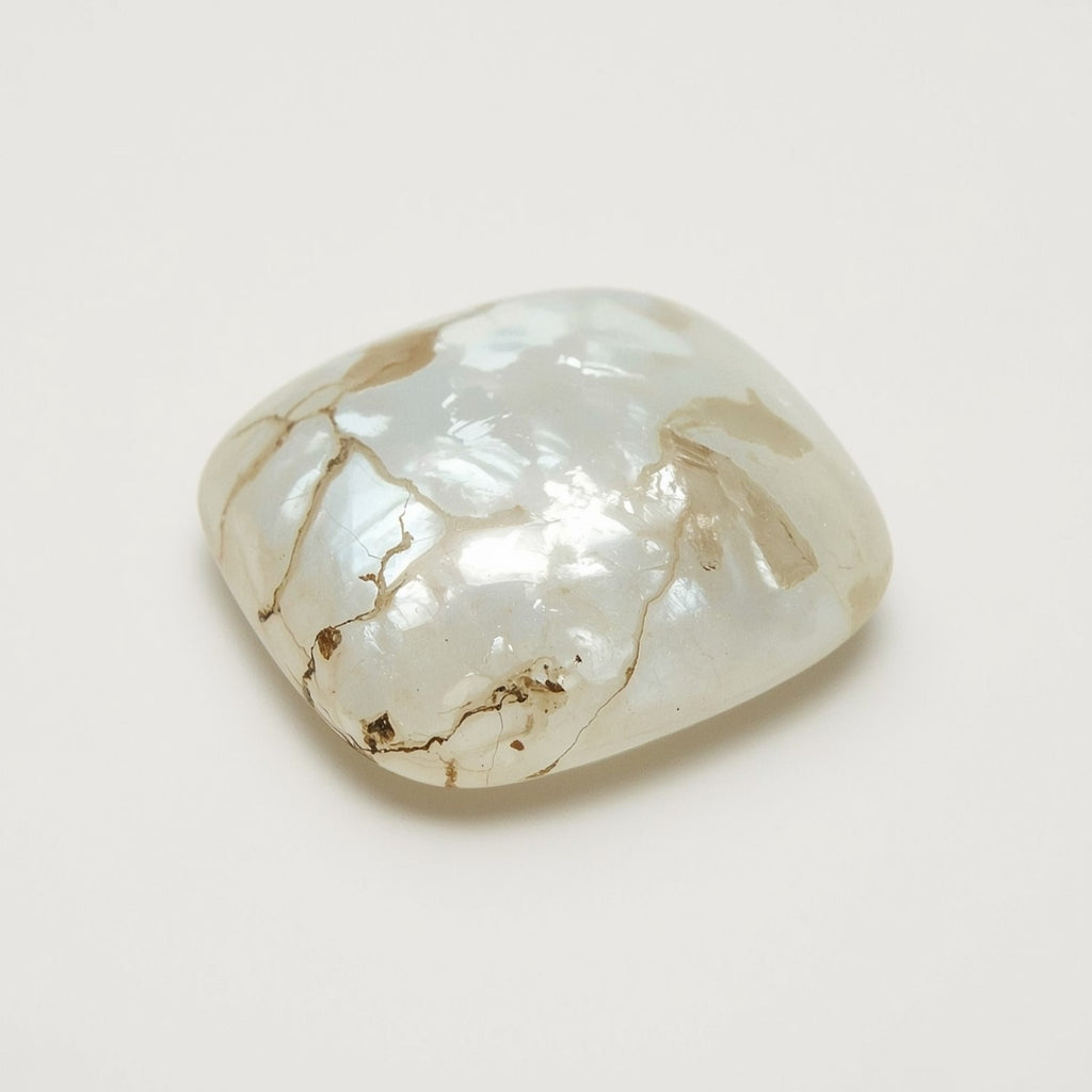 White Pearl  1PC Large 10x10 MM Cushion Cabochon White Superior Precious Gems