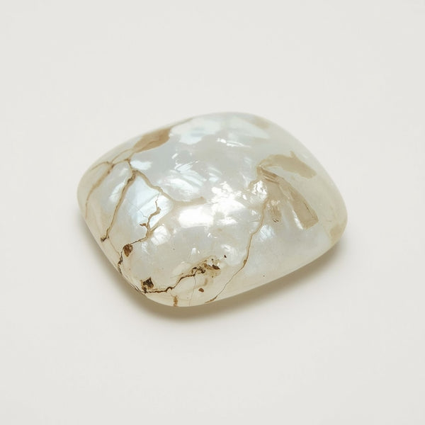 White Pearl  1PC Large 10x10 MM Cushion Cabochon White Superior Precious Gems