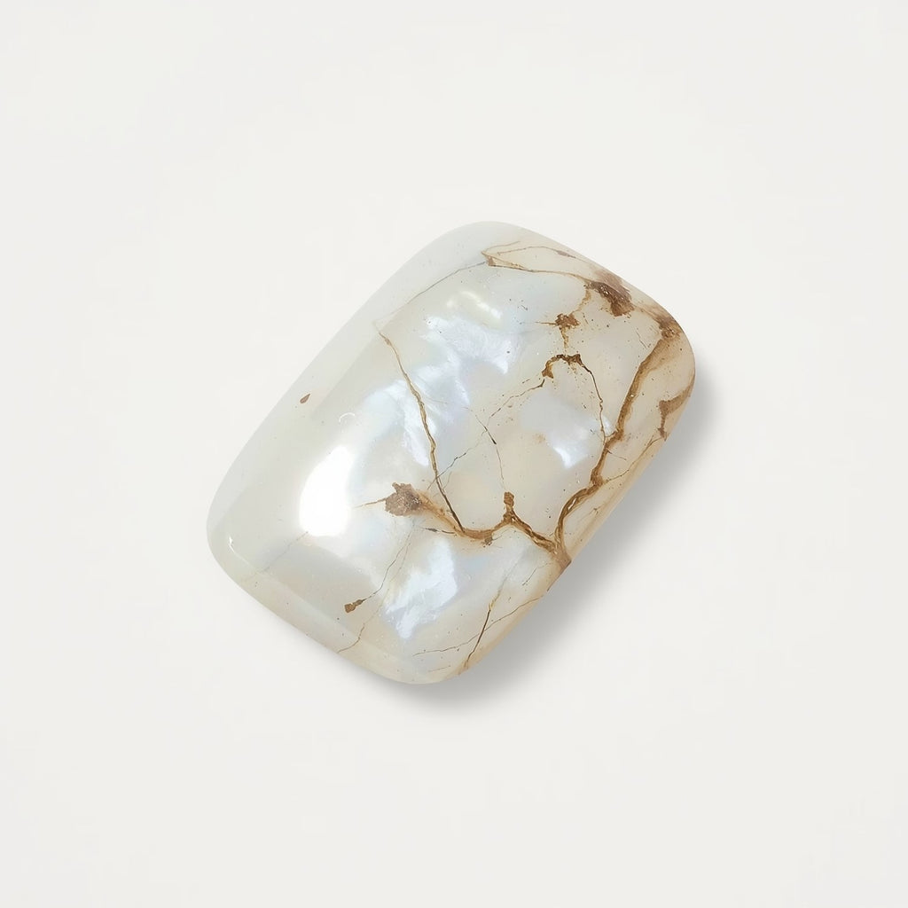 White Pearl  1PC Medium 7x10 MM Emerald Cabochon White Superior Precious Gems