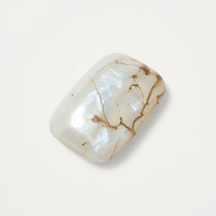 White Pearl  1PC Medium 7x10 MM Emerald Cabochon White Superior Precious Gems