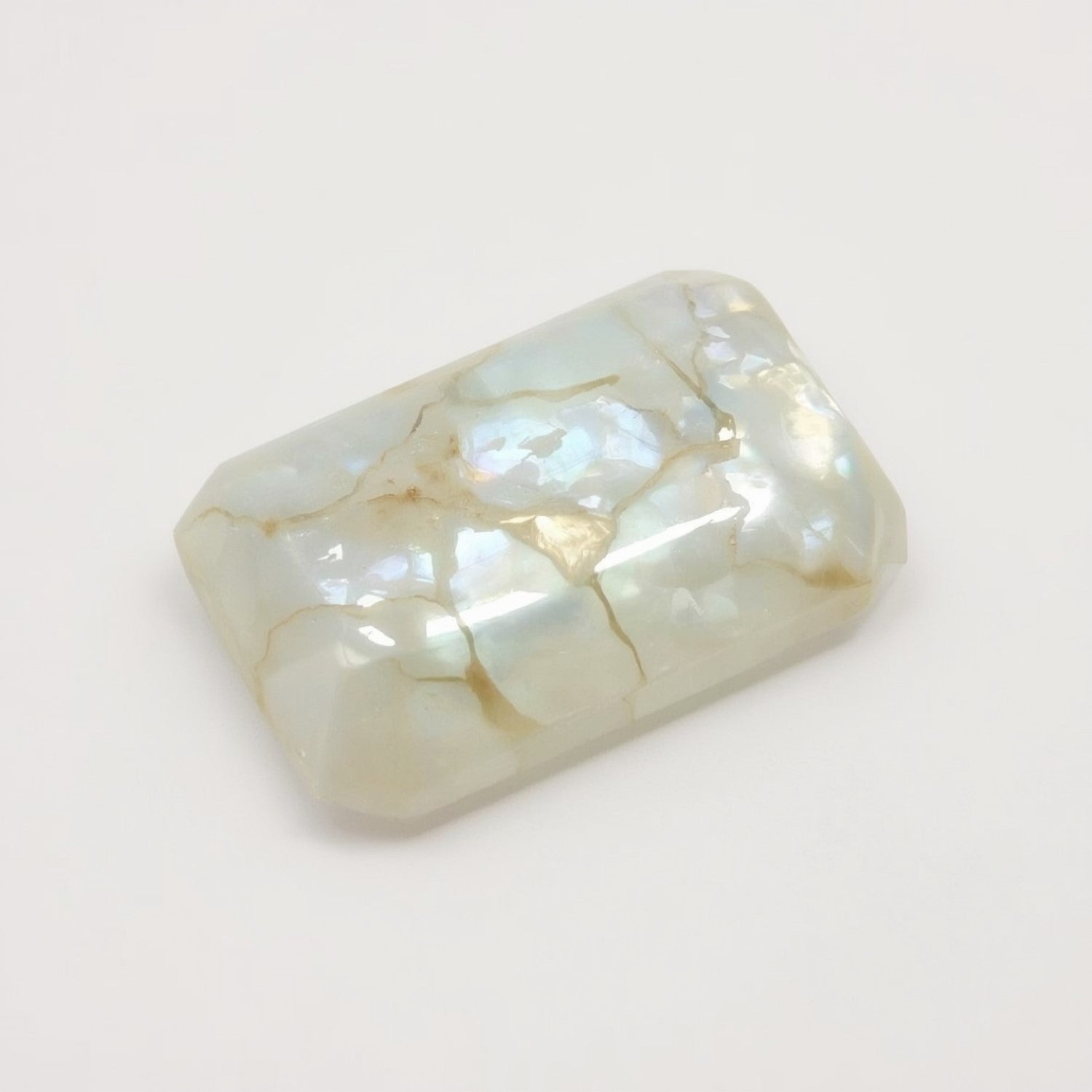 White Pearl  1PC Small 7x9 MM Emerald Cabochon White Genuine Precious Precious Gemstone