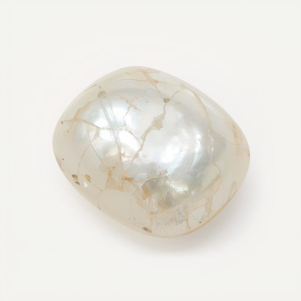 White Pearl  1PC Small 7x9 MM Emerald Cabochon White Genuine Precious Precious Gemstone