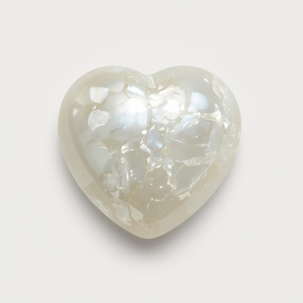 White Pearl  1PC Medium 9x9 MM Heart Cabochon White Lustrous Precious Gems
