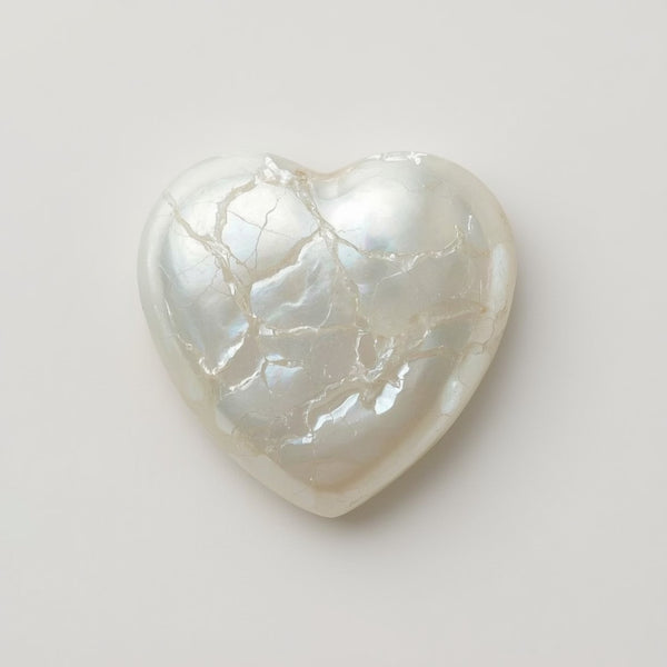 White Pearl  1PC Medium 9x9 MM Heart Cabochon White Lustrous Precious Gems