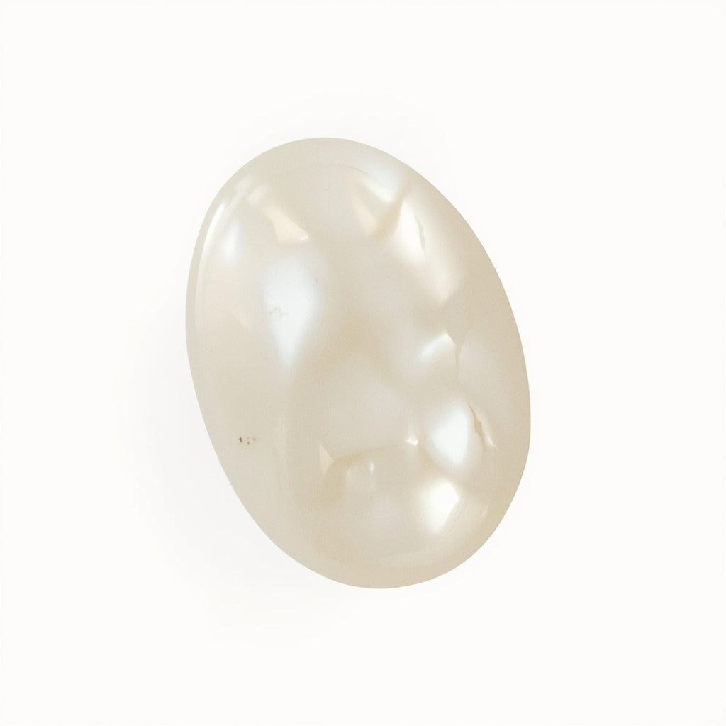 White Pearl  1PC Large 10x12 MM Oval Cabochon White Shine Precious Loose Gems