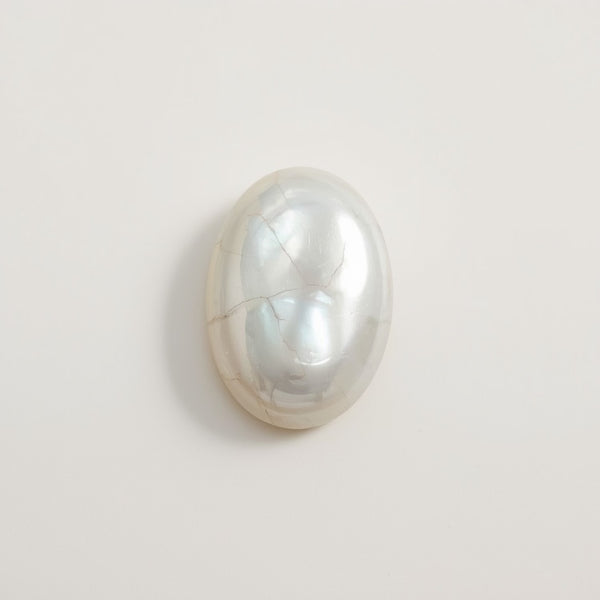 White Pearl  1PC Tiny 5x7 MM Oval Cabochon White Pure Precious Precious Gemstone