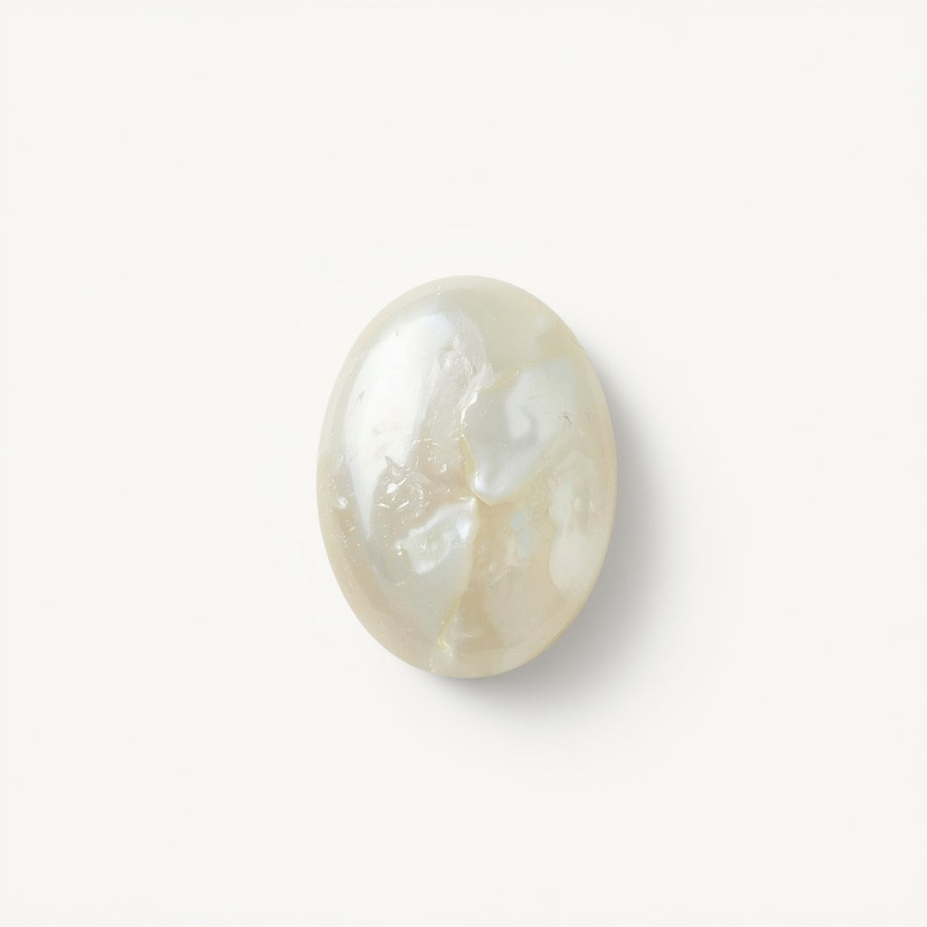 White Pearl  1PC Small 6x8 MM Oval Cabochon White Fiery Precious Gems
