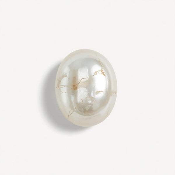 White Pearl  1PC Small 6x9 MM Oval Cabochon White Brilliant Precious Loose Gems