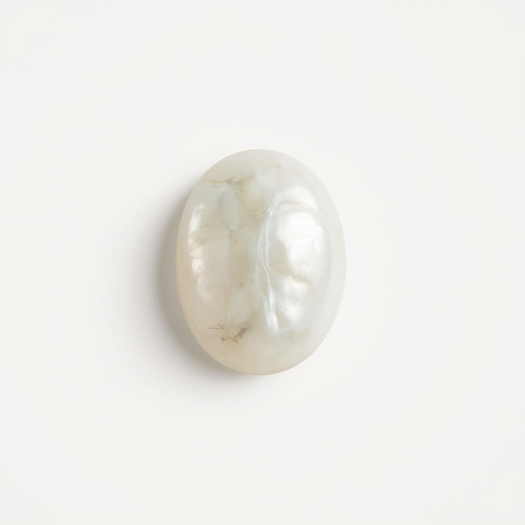 White Pearl  1PC Small 7x9 MM Oval Cabochon White Sparkling Precious Loose Gemstone
