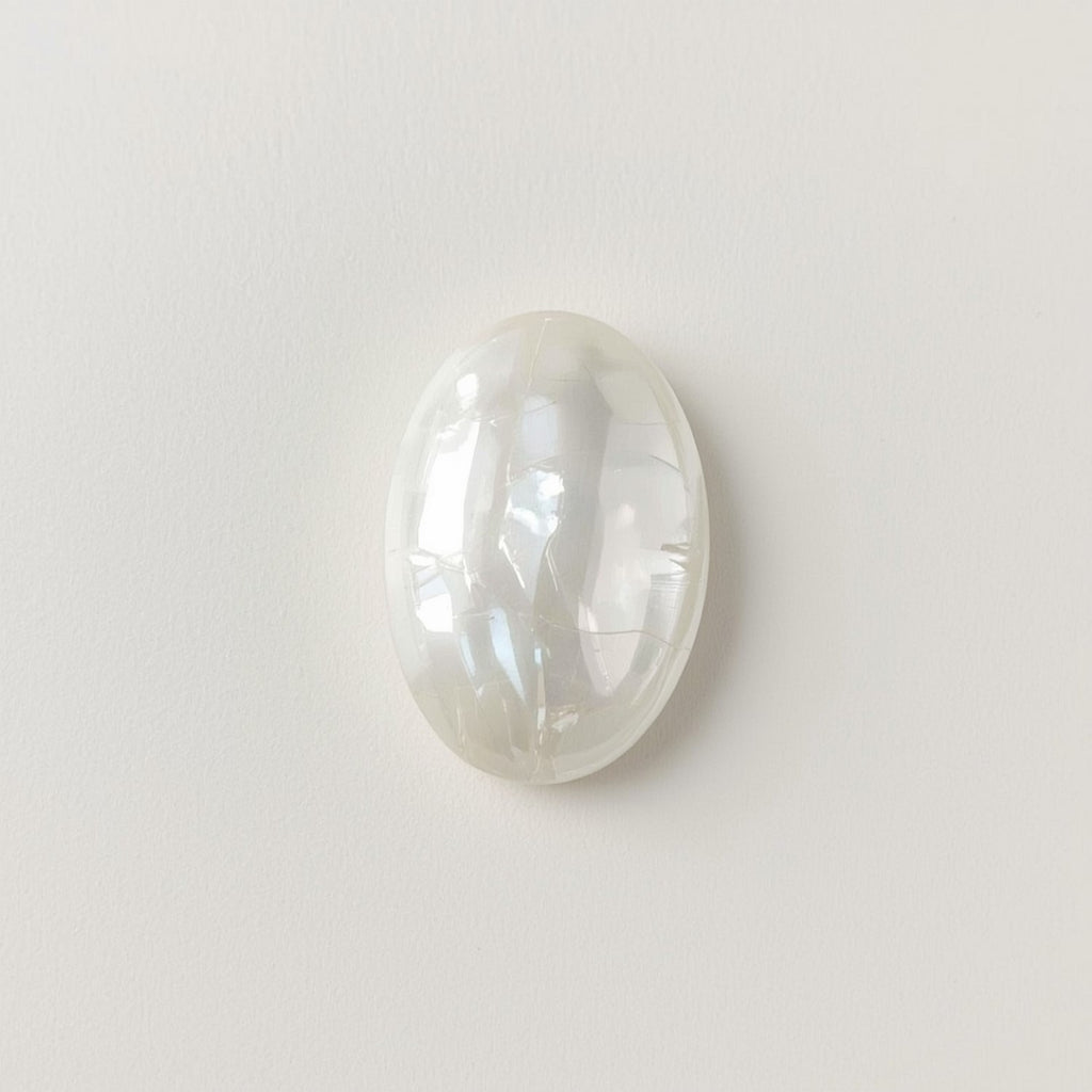 White Pearl  1PC Small 7x9 MM Oval Cabochon White Sparkling Precious Loose Gemstone