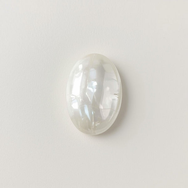White Pearl  1PC Small 7x9 MM Oval Cabochon White Sparkling Precious Loose Gemstone
