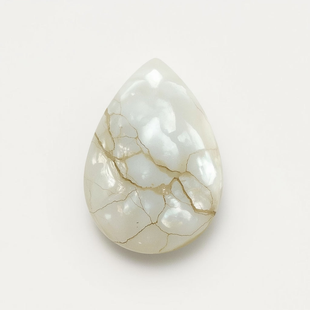 White Pearl  1PC Large 10x12 MM Pear Cabochon White Superior Precious Gems