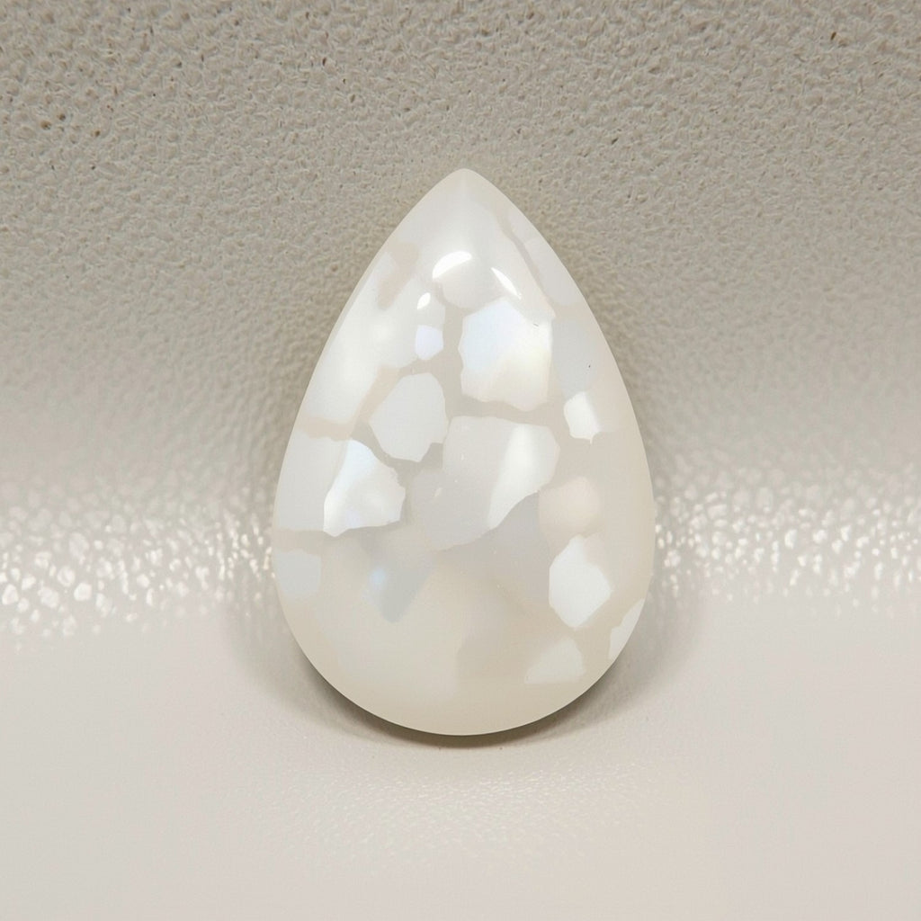 White Pearl  1PC Large 10x12 MM Pear Cabochon White Superior Precious Gems