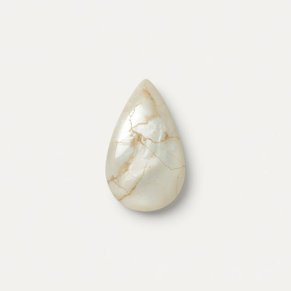 White Pearl  10PC Tiny 3x5 MM Pear Cabochon White Sparkling Precious Loose Gemstone