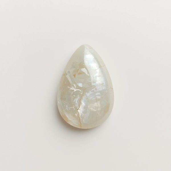 White Pearl  10PC Tiny 4x6 MM Pear Cabochon White Polished Precious Loose Gemstones