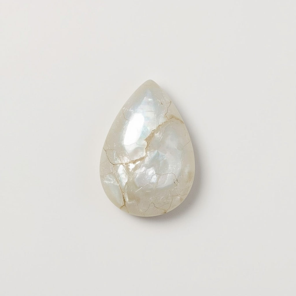 White Pearl  1PC Small 6x8 MM Pear Cabochon White Luster Precious Precious Gemstone