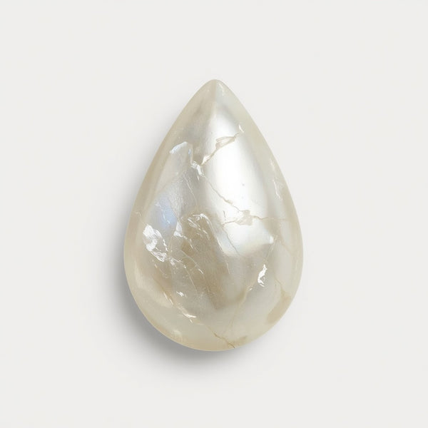 White Pearl  1PC Small 7x9 MM Pear Cabochon White Shine Precious Loose Gems