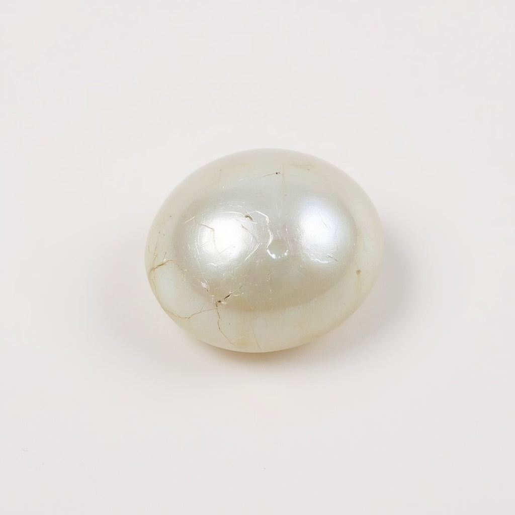 White Pearl  1PC Small 8x8 MM Round Cabochon White Splendid Precious Semi Precious Gemstone