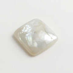 White Pearl  1PC Large 10x10 MM Square Cabochon White Polished Precious Precious Gemstone