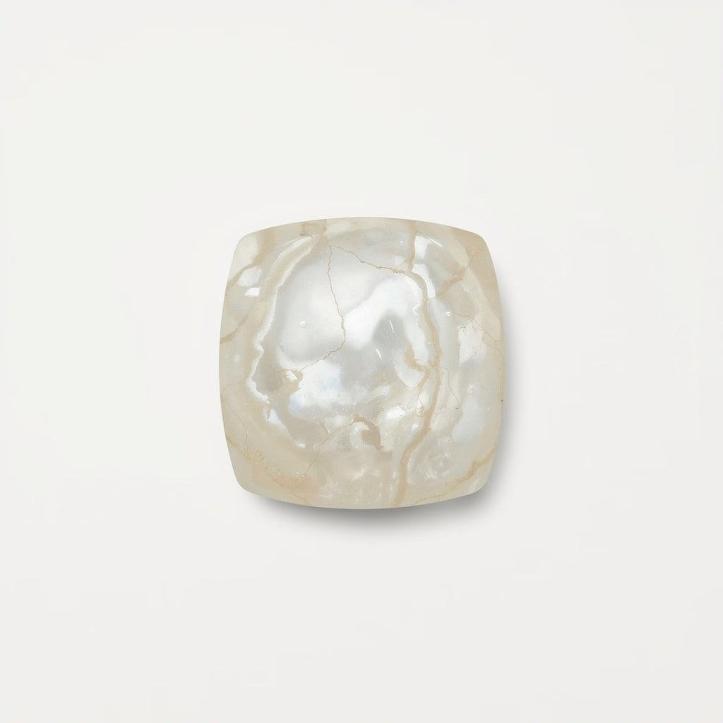 White Pearl  10PC Tiny 4x4 MM Square Cabochon White Genuine Precious Precious Gemstone
