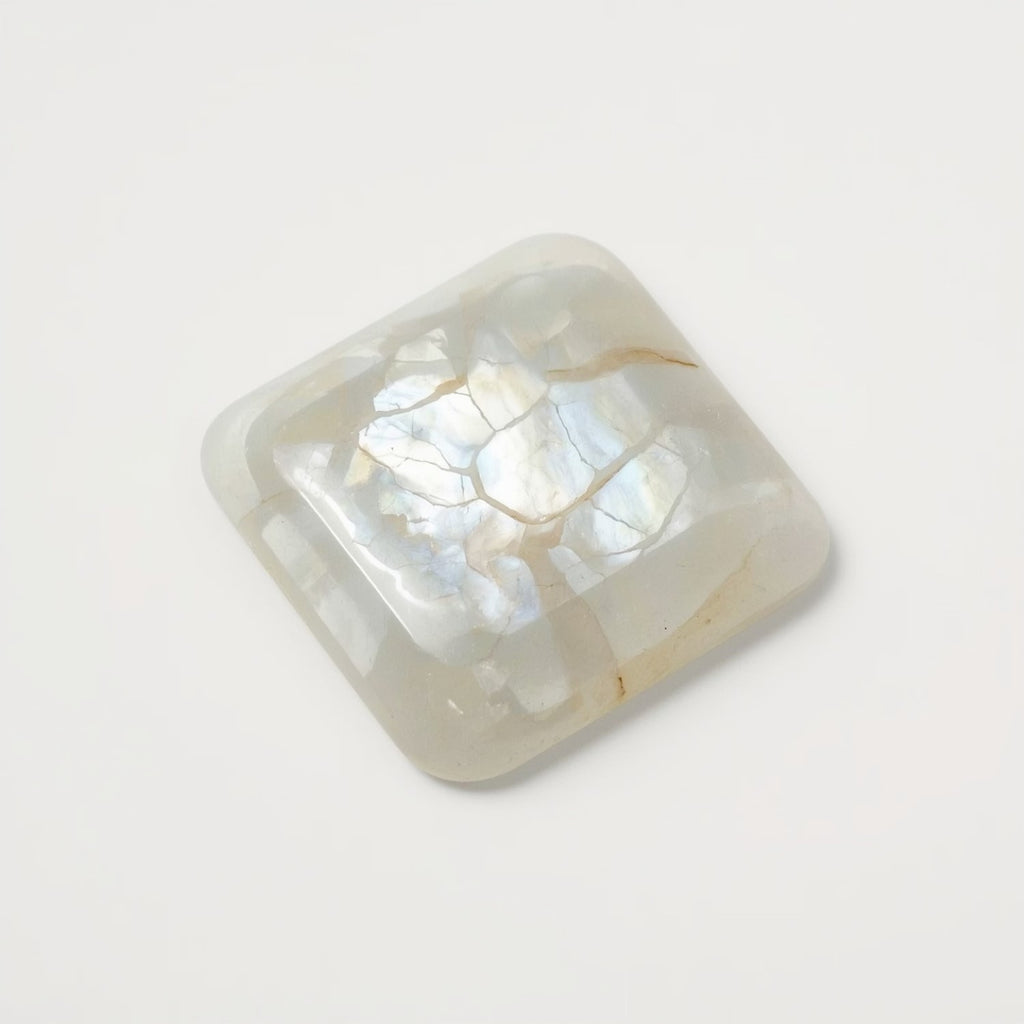 White Pearl  10PC Tiny 4x4 MM Square Cabochon White Genuine Precious Precious Gemstone