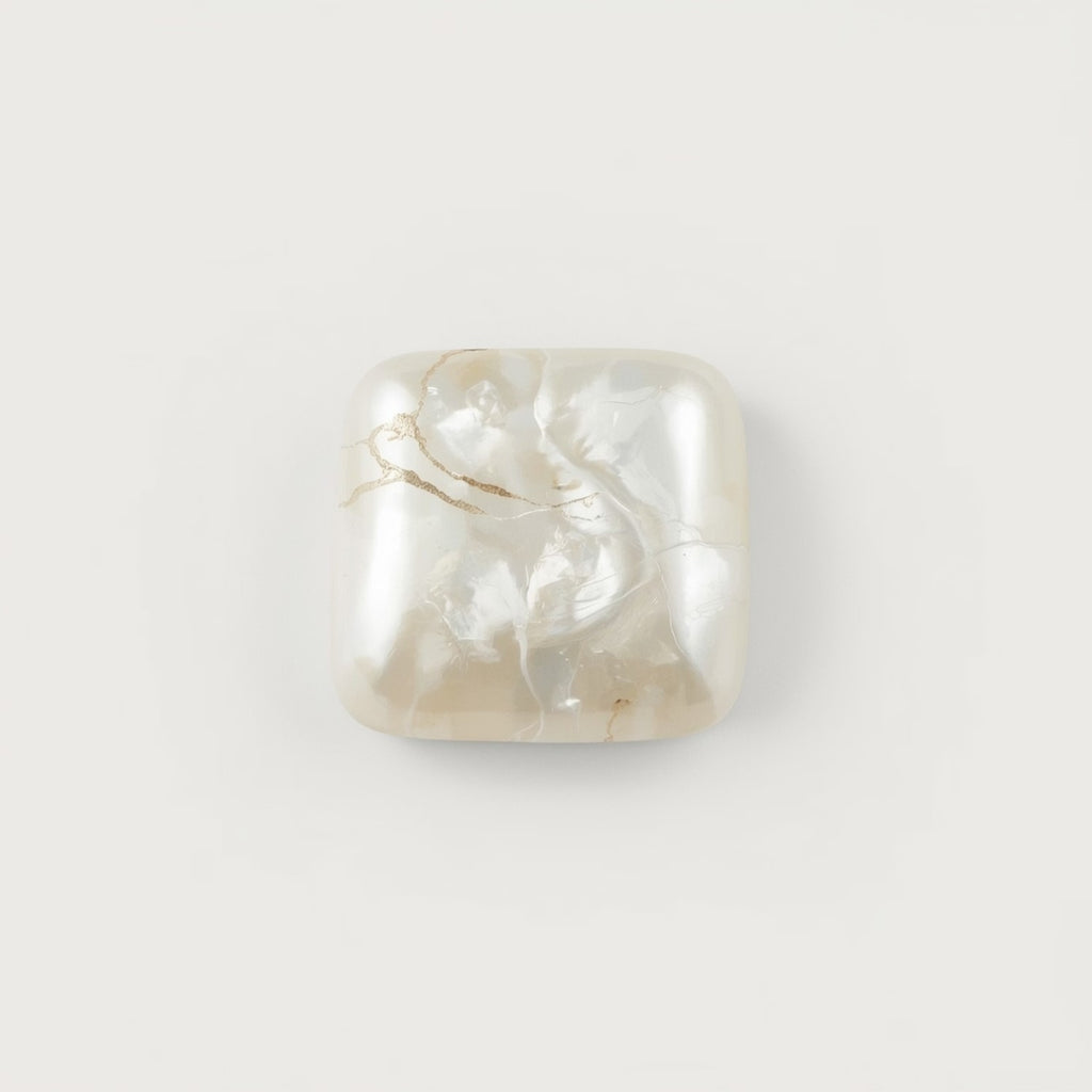 White Pearl  1PC Medium 9x9 MM Square Cabochon White Sparkling Precious Semi Precious Gemstone