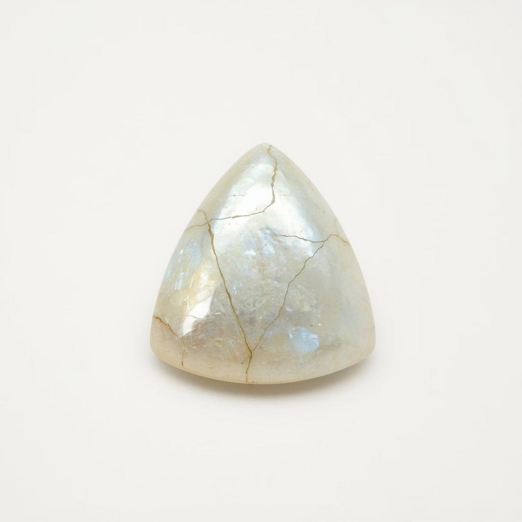 White Pearl  1PC Tiny 6x6 MM Triangle Cabochon White Fine Precious Semi Precious Gemstone