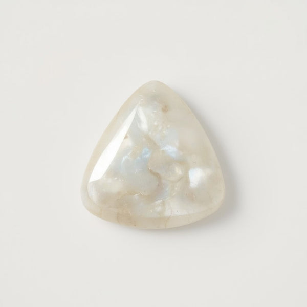 White Pearl  1PC Medium 9x9 MM Triangle Cabochon White Genuine Precious Loose Gems