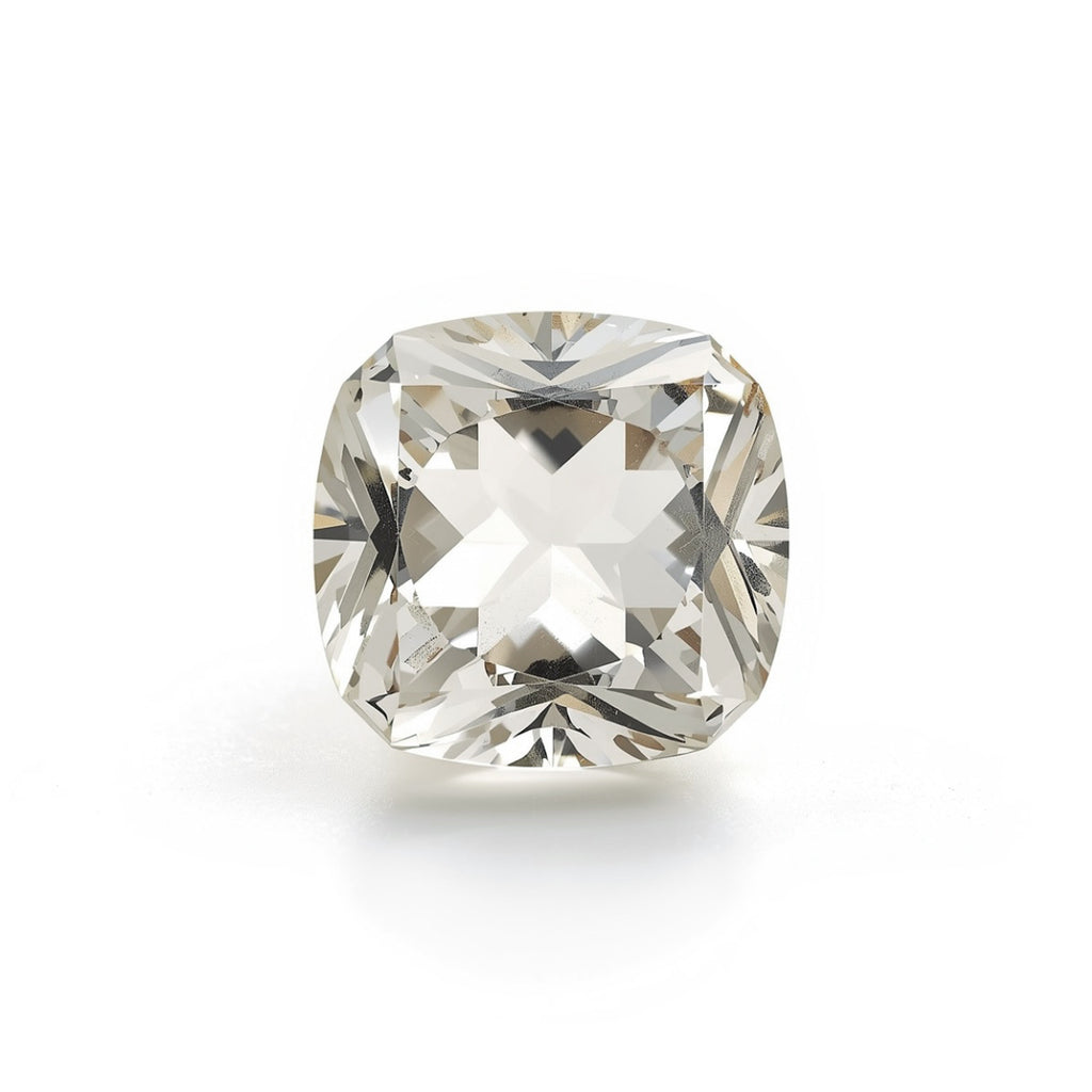 White Topaz 1PC Chunky 14x14 MM Cushion Faceted White Genuine Semi Precious Loose Gems
