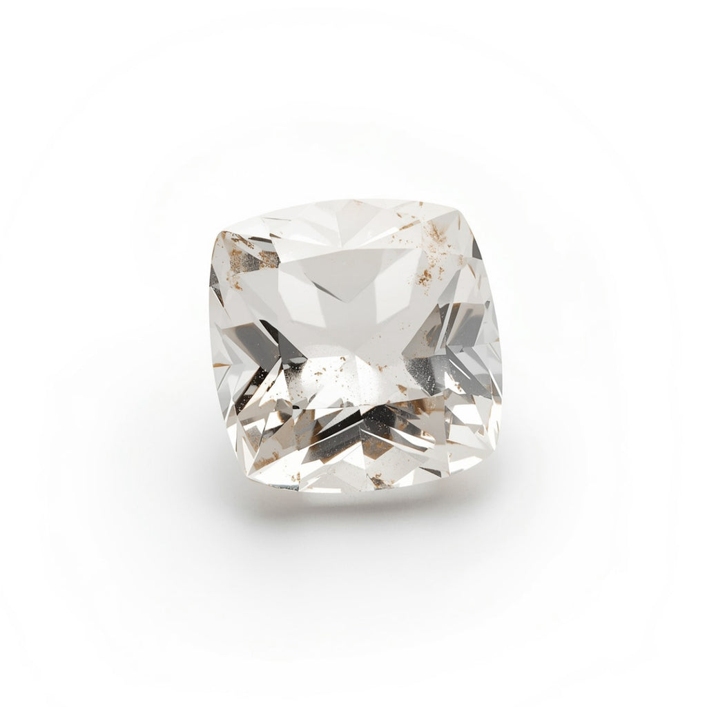 White Topaz 1PC Chunky 15x15 MM Cushion Faceted White Superior Semi Precious Loose Gemstone