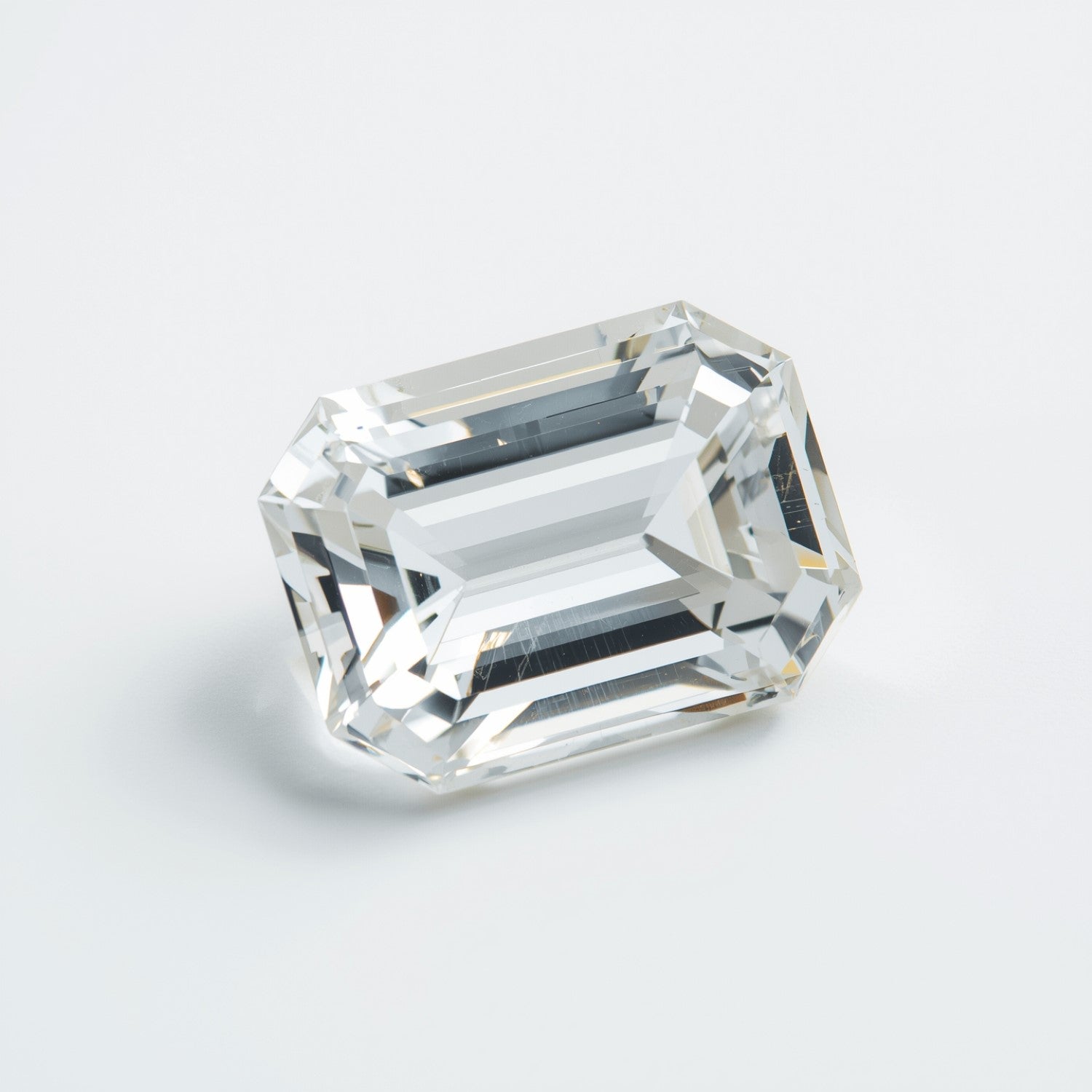 White Topaz 1PC Large 10x14 MM Emerald Faceted White Sparkling Semi Precious Gems Imagen principal del producto