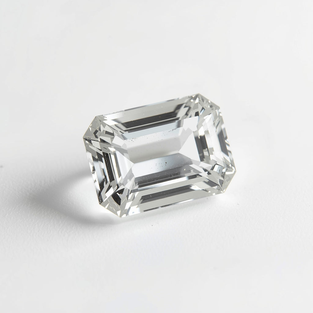 White Topaz 1PC Large 9x11 MM Emerald Faceted White Pure Semi Precious Loose Gems