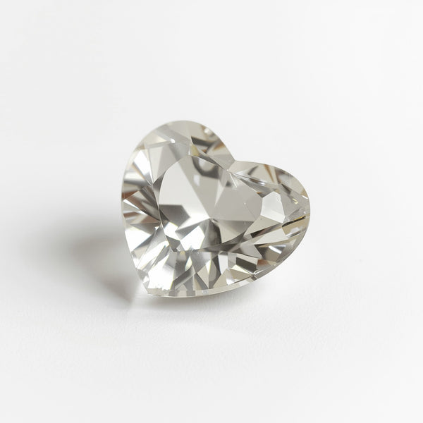 White Topaz 1PC Chunky 14x14 MM Heart Faceted White Genuine Semi Precious Loose Gems