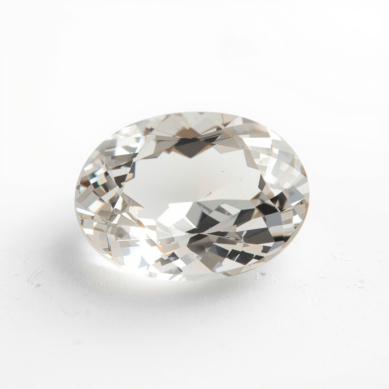 White Topaz 1PC Large 10x12 MM Oval Faceted White Polished Semi Precious Loose Gemstones Hoofdafbeelding