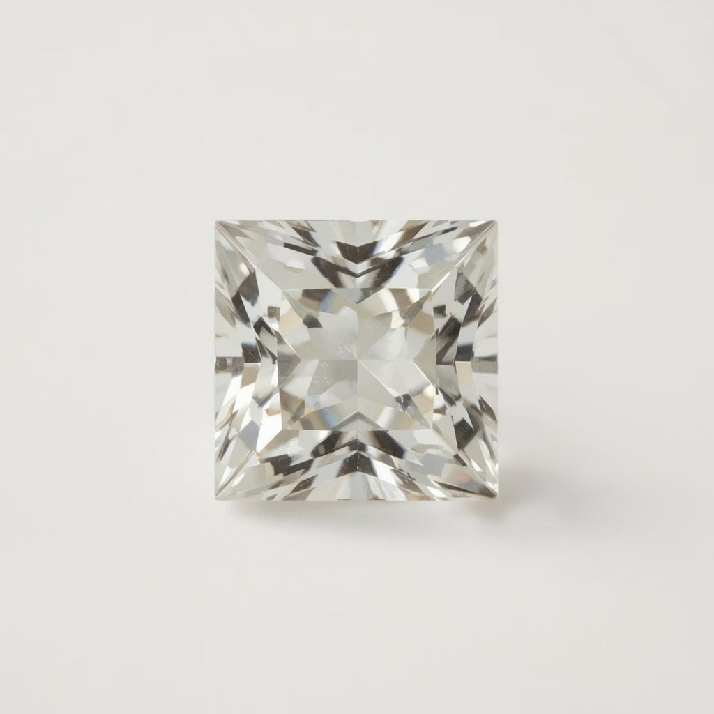 White Topaz 1PC Tiny 5x5 MM Square Faceted White Sparkling Semi Precious Gems