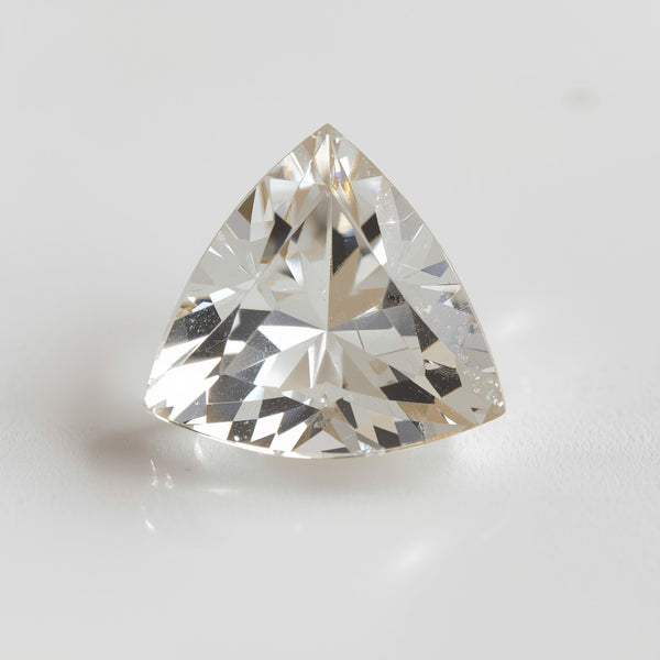 White Topaz 1PC Chunky 15x15 MM Triangle Faceted White Superior Semi Precious Loose Gemstone