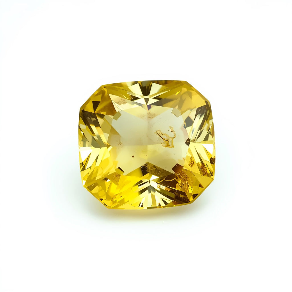 Yellow Sapphire 1PC Chunky 14x14 MM Cushion Faceted Yellow Genuine Precious Loose Gemstones