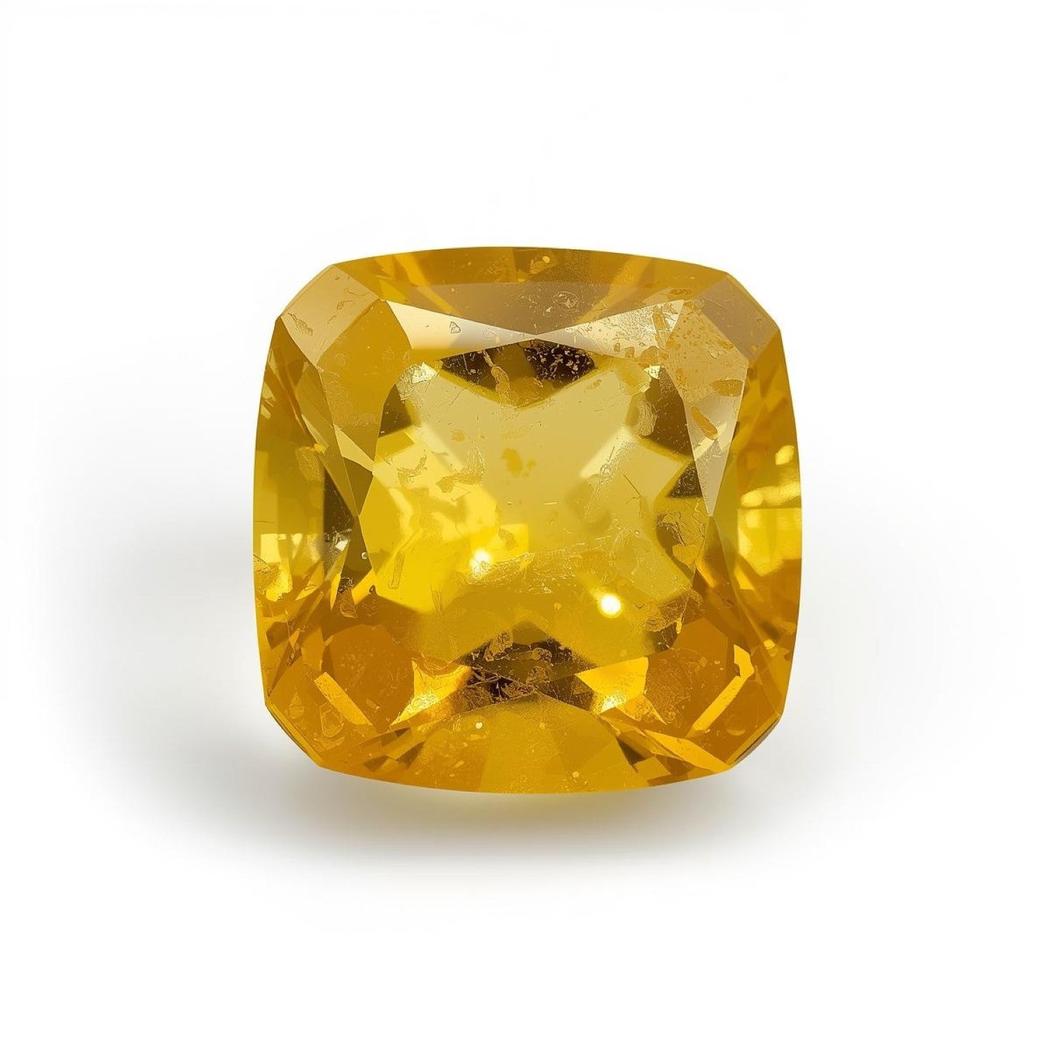 Yellow Sapphire 1PC Chunky 15x15 MM Cushion Faceted Yellow Superior Precious Gems Immagine principale del prodotto