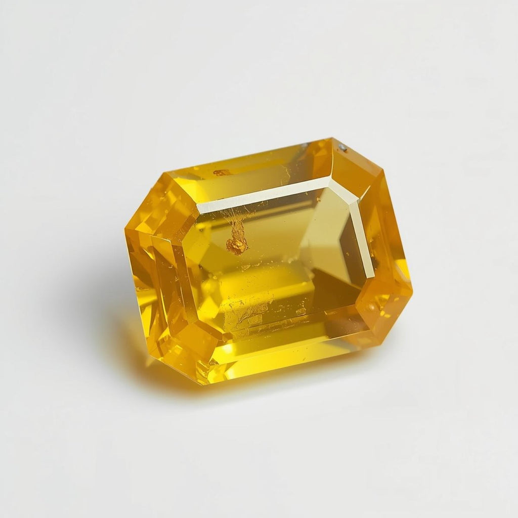 Yellow Sapphire 1PC Large 10x12 MM Emerald Faceted Yellow Sparkling Precious Loose Gemstone