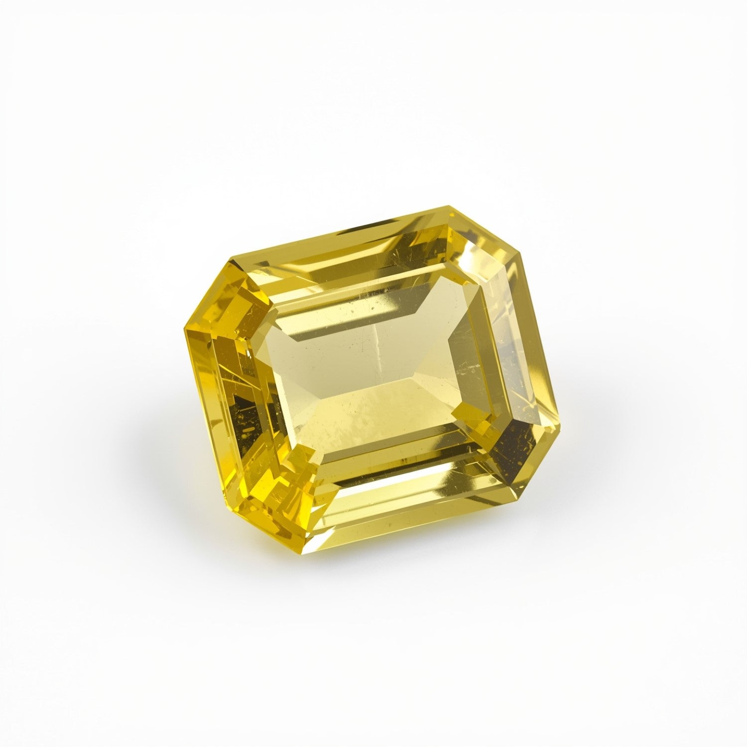 Yellow Sapphire 1PC Large 8x12 MM Emerald Faceted Yellow Brilliant Precious Loose Gems メイン画像