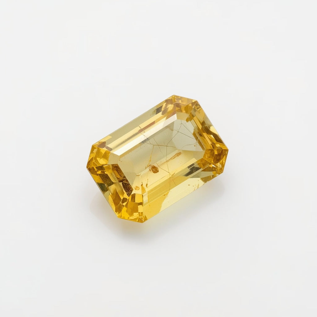 Yellow Sapphire 1PC Large 8x12 MM Emerald Faceted Yellow Brilliant Precious Loose Gems